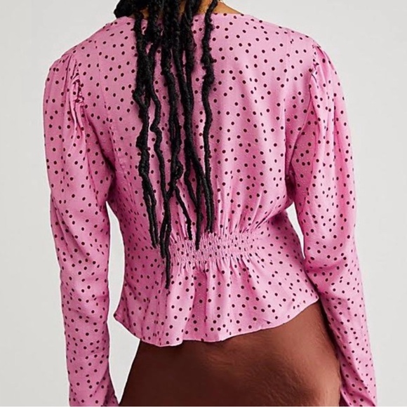 NWOT Maye Polka Dot Blouse. Size Large. Pink & Deep Purple Dots - Picture 2 of 9